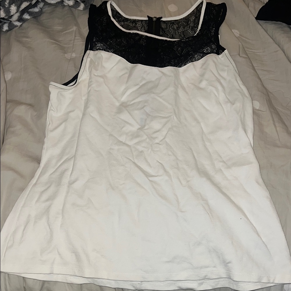 Express Black and White Lace Top